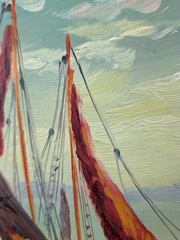 Italian Fishing Boats Oil Masonite Nautical Painting Arthur D’Artois (1894-1976)