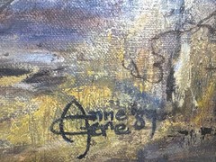 California Artist Palos Verdes Oil Painting 1989 Anne Gere New Mexico Landscape