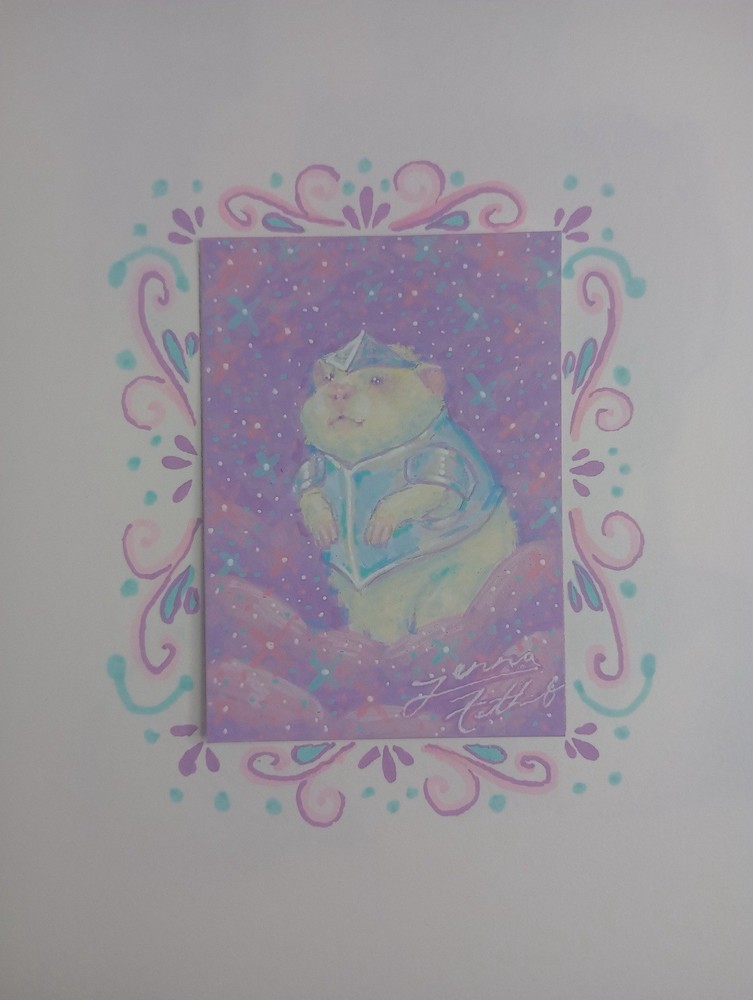 ACEO original painting 2.5 x 3.5 medieval animal fantasy by SilentPetal Studio
