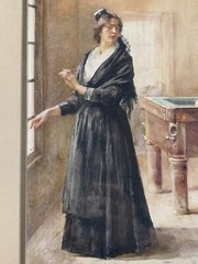 French Madeleine Lemaire self portrait Watercolor Depicting an Interior scene