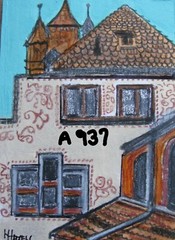A937 ORIGINAL ACRYLIC ART ACEO PAINTING BY LJH „BASEL, SWITZERLAND“