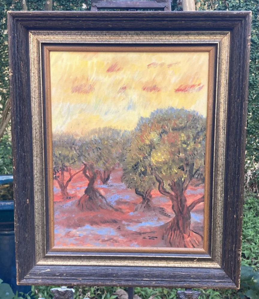 Vintage Original Oil on Canvas Painting in the Manner of Van Gogh 18 x 15