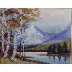 Vintage Colorado Mountains Landscape River Oil Painting Signed Sullivan