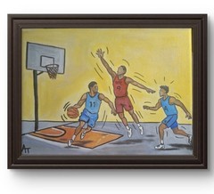 Original Signed 9×12 Basketball Painting Impressionist Acrylic Canvas Home Decor