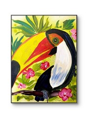 Tropical Bird 14″x11″ Abstract Expressionsim Original Toucan Design Home Art