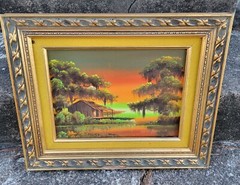CHAS (CHARLES) R.HANDFORD LOUISIANA BAYOU ORIGINAL OIL ON CANVAS PAINTING Rare