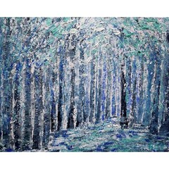 Original Winter Forest Painting 20×16 Textured Snow Woodland Wall Art Signed