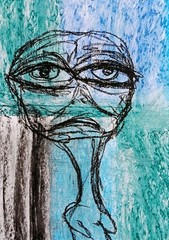 Painting Portrait – Abstract Modern Art – Oil Chalk A4 Paper – Modern Art