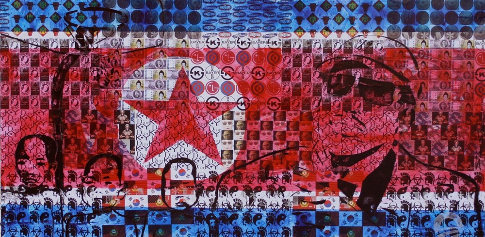 ShawNshawN Original painting 24×48 MBA Dennis Rodman North Korea diplomacy art