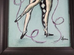 Vtg MCM Gloria Signed Ballet Dancers Painting Framed Impasto Mid-Century Modern