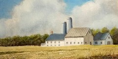 Original Framed Watercolor – AMISH FARM by Pennsylvania Artist David Young