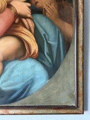 THE GREAT RAPHAEL 19TH C ANTIQUE MADONNA CHRIST CHILD OIL PAINTING OLD VINTAGE