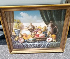 Johan K Reinprecht Hungary 20th Century Oil on Canvas Fruit Still Life framed
