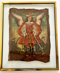 Cusco Peru Painting Archangel Warrior Acabucero Antique Art Oil on Canvas Framed
