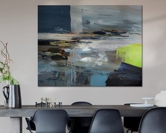 Unique Piece! Abstract landscape 02 playful XXL format 140×110 cm acrylic glass