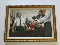 VINTAGE PAINTING ORIGINAL ILLUSTRATION GAMING POKER GAME CASINO GAMBLING 1970’S