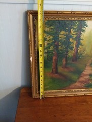Vintage Original Oil Painting by Gauthier Signed Landscape Path Trees 30 X 15