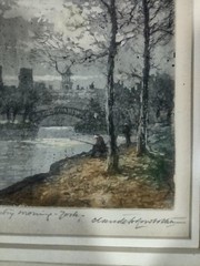 ORIGINAL WATERCOLOR AQUATINT “A WINTRY MORNING” DATED 1900 SIGNED
