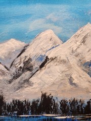 Mountain Lake Painting 12×16 Original Landscape Snowy Peak Wall Art