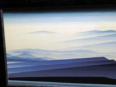 Eyvind Earle Untitled blue MTN Hand Signed Original Oil on Panel MAKE an OFFER