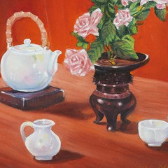 Anthony Sidoni “Tea for Two” 2001 Signed Original Oil Painting 20” x 17” Framed