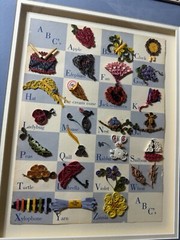 „Alphabet With Rolled Paper“ Mixed Media Artwork – Framed