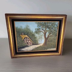 Vtg 1982 Original Oil Cottage Landscape Painting Signed Rupert Framed