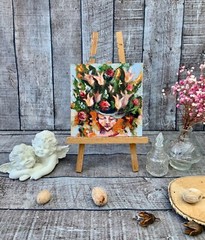Original Oil Art 6×6” Portrait Woman Face Painting Floral Impasto Oil Painting