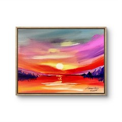 Neal 14″x11″ Hand Painted Sunset Landscape Acrylic Art – Canvas Wall Decor