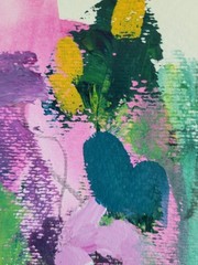 Mona Vivar 7 x 5 1/2 abstract floral bouquet garden art original painting