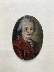 Oil Painting Portrait Of A Man Classic Red Jacket Wig Gray