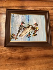 Pelican Painting In Antique Frame Original Art Work Signed By Artist, Beach