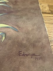 Antique Watercolor Painting on Paper 30s Brazilian Edwiges Jacobusich- Flower