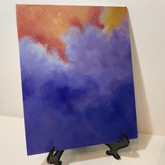 8″ x 10″ Original Acrylic Painting Clouds Sky Art Canvas Panel With Easel