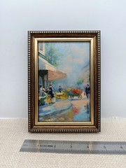 Paris Cafe Original Oil Painting 4×6 Framed Signed French Street Impressionist