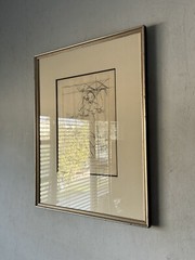 FRANCIS DE ERDELY ANTIQUE MODERN ABSTRACT WOMAN INK DRAWING PAINTING OLD ART 50s