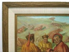 LISTED BORIS VASSILOFF Sd ORIG O/B MONGOLIAN HERDSMEN FIGURES in LANDSCAPE