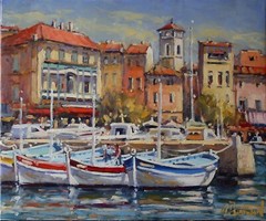 Large original oil painting signed mounted on stretcher Provence France – 24×20
