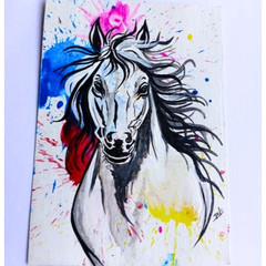 ACEO Original House Animal Abstract Acrylic Pop Art Card Hand Painting NEW OOAK