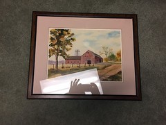 Beautiful Authentic Waterpainting of Barn – In Frame – Medium-Large Size