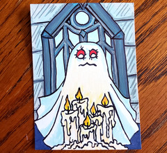 ACEO Original Art Card Ghost Friends Banshee Spirit OOAK Haunted Graveyard