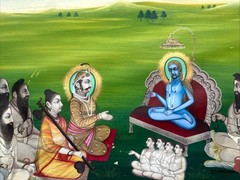 “Krishna” Hindu Mughal Antique Painting Indian Mystic Ceremony Persian Signed
