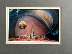 Artwork Space Stars Planets in Space Matted Ready To Frame Signed By Tom Gall