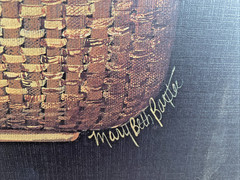 Mary Beth Baxter Nantucket Basket of Strawberries on Canvas, Signed Folk Art