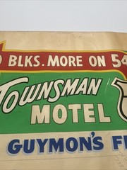 Antique Painting Route 54 Illustration Large AAA Guymon Texas Motel Trade Sign