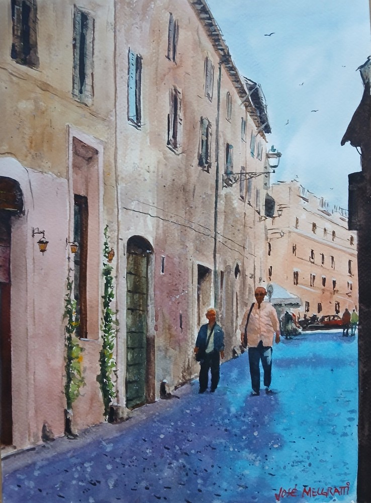 Watercolor Original Painting 11″ x 15″ „Rome Walks“ NOT A PRINT