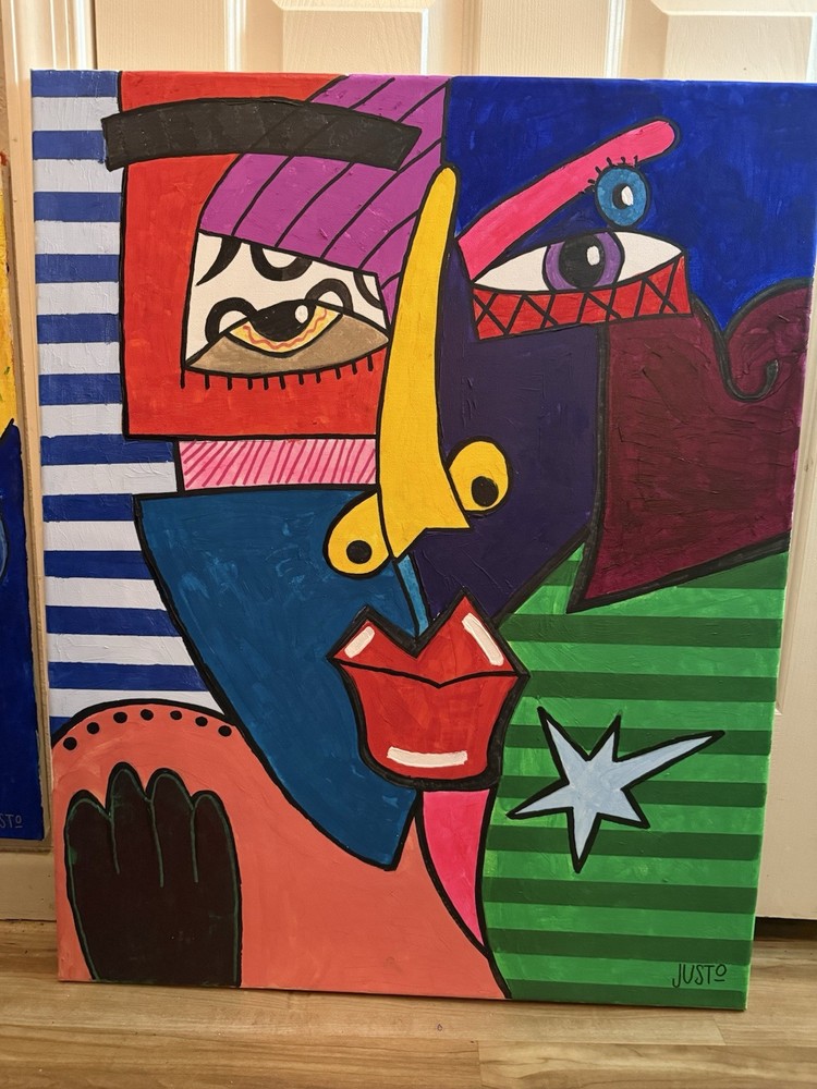 JUSTO Original Abstract Painting Acrylic on canvas 24×30