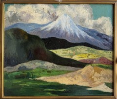 Harold Putnam Browne Original Oil on Panel Mountain Landscape Signed Painting