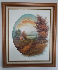 Original Antique Oil Painting On Canvas Wood Frame Signed by T. Travis 25″×21″