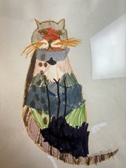1988 Cat Folk Art Painting Molly The Colorful Cat Signed Child Art Seattle